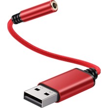 Passing USB - 3,5 mm Kulaklık Jakı Ses Adaptörü, Pc Için Harici Stereo Ses Kartı, Dizüstü Bilgisayar, Ps4 Için, Mac Vb Için (0,6 Feet, Kırmızı) (Yurt Dışından)