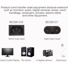 Passing Iec 3-Pin C14 Erkek - C7 Dişi Dönüştürücü Adaptör Kablosu, Pdu Ups Su Isıtıcısı (2.0m) (Yurt Dışından)