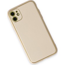 Newface Apple iPhone 12 Kılıf Coco Deri Silikon Kapak - Gold