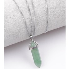 Doğal Taş Dünyası Sertifikalı Aventurin Doğal Taş Pandül Kolye Zincir Dahil