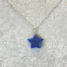 Doğal Taş Dünyası Sertifikalı Lapis Lazuli Doğal Taş Yıldız Kesim Kolye