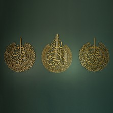 Wall Art İstanbul Ayetel Kürsi, Felak ve Nas Suresi 3'lü Set Islami Metal Tablo - Dini Duvar Tabloları - WAM079