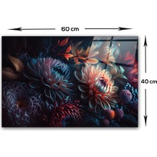 Decorita Cam Ocak Arkası Koruyucu | Dark Flowers | 40CM x 60CM