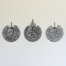 Wall Art İstanbul Ayetel Kürsi, Felak ve Nas Suresi 3'lü Set Islami Metal Tablo - Dini Duvar Tabloları - WAM079