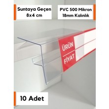 Şeffaf Etiket 10 Adet Pvc Etiketlik 18 mm Ahşap Raflar Için Şeffaf Etiketlik 18 mm Suntaya Geçme 8 x 4 cm