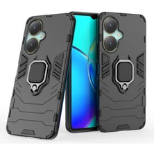 Microcase Vivo Y27 6.64 4g / Vivo Y35 Plus Batman Serisi Yüzük Standlı Armor Kılıf Siyah