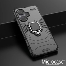 Microcase Xiaomi Redmi Note 13 Pro Plus Global Batman Serisi Yüzük Standlı Armor Kılıf Siyah