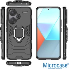 Microcase Xiaomi Redmi Note 13 Pro Plus Global Batman Serisi Yüzük Standlı Armor Kılıf Siyah