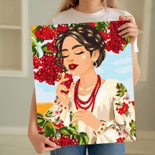 Tabdiko Sayılarla Boyama Seti 40 x 50 cm Tuval Şasesine Gerili Doğadaki Kadın