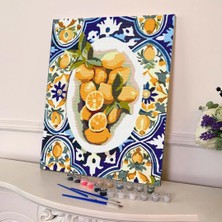 Tabdiko Sayılarla Boyama Seti 40 x 50 cm Tuval Şasesine Gerili Tabaktaki Limonlar
