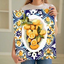 Tabdiko Sayılarla Boyama Seti 40 x 50 cm Tuval Şasesine Gerili Tabaktaki Limonlar
