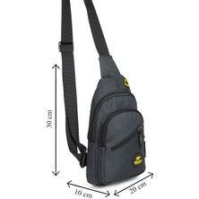 Tuldar Unisex Siyah Keten Kumaş Usb Kulaklık Çıkışlı Çapraz Göğüs ve Omuz Çantası tul057