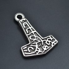 Thor Mjollnir Hammer Kolye Ucu - Antik Gümüş Kaplama - Kod:112