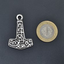 Thor Mjollnir Hammer Kolye Ucu - Antik Gümüş Kaplama - Kod:112