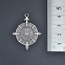 Viking Vegvisir Pusula  Kolye Ucu - Antik Gümüş Kaplama - Kod:210