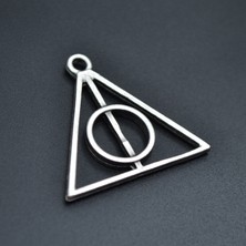 Harry Potter Ölüm Yadigarları Üçgen Kolye Ucu - Antik Gümüş Kaplama - Kod:169