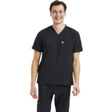 Wio Uniform Zazel - Erkek Likralı Siyah Medikal Üniforma Üst