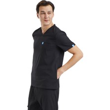 Wio Uniform Zazel - Erkek Likralı Siyah Medikal Üniforma Üst