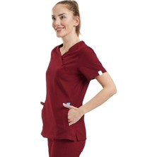 Wio Uniform Clower- Kadın Likralı Bordo Üniforma Üst