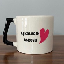 Mor Mürekkep Aşkoların Aşkosu Baskılı Siyah Kulplu D Sevgililer Günü Kupası