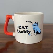 Mor Mürekkep Cat Daddy Baskılı Turuncu Kulplu D Kupa