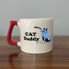 Mor Mürekkep Cat Daddy Baskılı Kırmızı Kulplu D Kupa