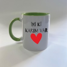 Mor Mürekkep Iyi Ki Karım Var Baskılı Yeşil Mega Sevgililer Günü Kupası