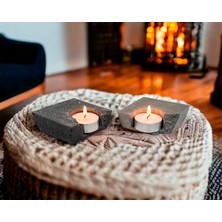 2'li Minimal Beton Mumluk -Tealight Mumluk