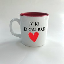 Mor Mürekkep Iyi Ki Kocam Var Baskılı Kırmızı Multi Sevgililer Günü Kupası