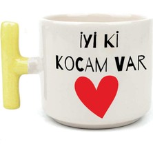 Mor Mürekkep Iyi Ki Kocam Var Baskılı Sarı Kulplu T Sevgililer Günü Kupası