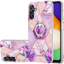 Seashell Digital Samsung Galaxy A34 5g Yüzük Kickstand Tasarım Tpu Kılıfı Elektrapan Ekleme Mermer Desen Imd Telefon Kapak Light Mor (Yurt Dışından)