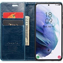 Seashell Digital Samsung Galaxy S21+ 5g Pu Deri Mumsu Doku Telefon Kılıfı Manyetik Kapanma Flip Cüzdan Kapak Katlanabilir Stand Telefon Kabuk Mavisi (Yurt Dışından)