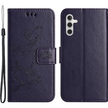 Seashell Digital Samsung Galaxy A34 Için 5g Baskılı Kelebek Çiçek Desen Pu Deri Deri Kapak Manyetik Kapatma Stand Cüzdan Folio Telefon Kılıfı Strap-Dark Mor ile (Yurt Dışından)