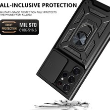 Seashell Digital Samsung Galaxy S23 Için Ultra Anti-Fall Ançalı Telefon Kılıf Yüzüğü Kickstand Pc+Tpu Akıllı Telefon Kapağı Slayt Kameralı Koruyucu Black (Yurt Dışından)