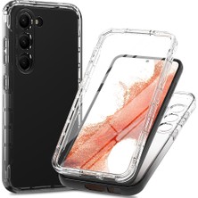 Seashell Digital Samsung Galaxy S23 Için Clear Gradent Telefon Kılıfı 3-1 Arada Hibrid Pc+Tpu Pet Screce Koruyucu Black ile Takviyeli Tam Koruma Kapağı (Yurt Dışından)