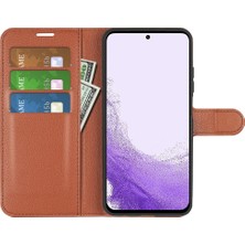 Seashell Digital Samsung Galaxy S23 Anti-Çizelge Litchi Doku Pu Deri Tam Koruma Kılıfı Stand Stand Cüzdan Telefon Kapak-Kahverengi (Yurt Dışından)