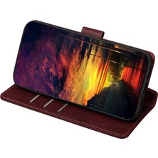 Seashell Digital Samsung Galaxy A04S Için 4g (164.7 x 76.7 x 9.1 Mm) Cowhide Doku Pu Deri Telefon Stand Cüzdan Kılıfı Rfıd Engelleme Manyetik Toka Iyi Korunmuş Kapak-Şarap Kırmızısı (Yurt Dışından)