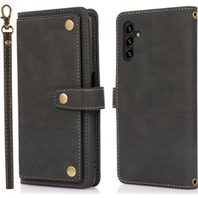 Seashell Digital Samsung Galaxy A13 Için 4g Anti-Fall Anti-Fone Koruyucu Cüzdan Kılıfı Şok Geçirmez Stand Kart Tutucu Pu Deri Kapak Strap-Black (Yurt Dışından)