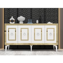 Cantek Dizayn Karrya Konsol 4 Kapaklı Beyaz-Altın