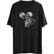 Noicasuale Skull Drink  Tasarım Dijital Baskılı Regular Relax T-Shirt