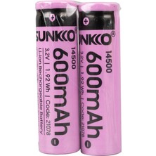 Sunkko Ifr 3.2 Volt 600 Mah 14500 Şarj Edilebilir Pil (2li Paket)