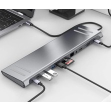 Coverzone 14IN1 Type-C To Dock Istasyonu 14'ü 1 Arada HDMI VGA Pd(3.0), 4 * Usb, 2 * USB C, 10 / 100M Gigabit 14 In 1 Macbook Uyumlu Adaptör 9199A