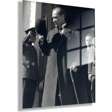 Temperli Gerçek Cam Ofis Tablosu Mustafa Kemal Atatürk