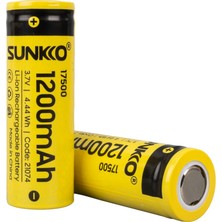 Sunkko 3.7 Volt 1200 Mah 17500 Şarj Edilebilir Pil (2li Paket)