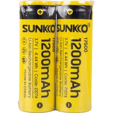 Sunkko 3.7 Volt 1200 Mah 17500 Şarj Edilebilir Pil (2li Paket)