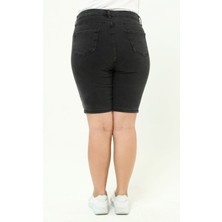 CEDY DENİM KADIN BÜYÜK BEDEN YÜKSEK BEL LİKRALI SLİMFİT JEANS ŞORT-C606