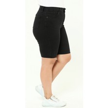 CEDY DENİM KADIN BÜYÜK BEDEN YÜKSEK BEL LİKRALI SLİMFİT JEANS ŞORT-C606