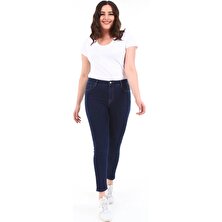 CEDY DENIM Kadın Yüksek Bel Skinny Fit Jeans Büyük Beden Kot Pantolon Düz Parlament C597