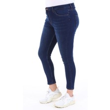CEDY DENIM Kadın Yüksek Bel Skinny Fit Jeans Büyük Beden Kot Pantolon Taşlanmış Parlament C597