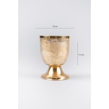 Heritage Altın Varak Eskitme Ayaklı Cam Mumluk Kokusuz Mum Logo Kapaklı Küçük 8.5X11.5 cm